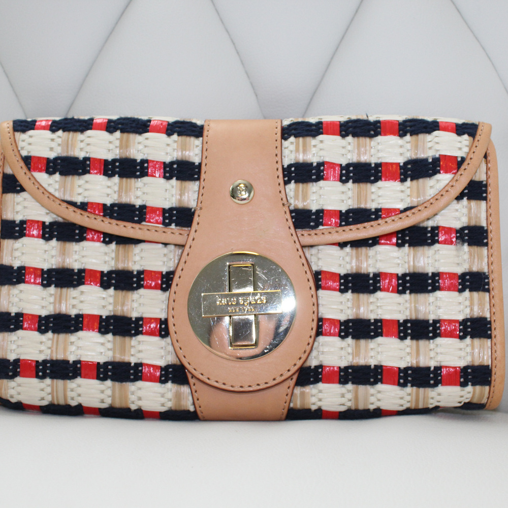 Kate Spade rafia straw basket woven rare clutch